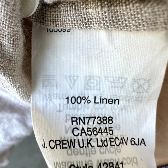 J. Crew Sz 12 100% Linen Perfect Shirt Natural Preppy Beachy Casual Classic - Picture 5 of 5